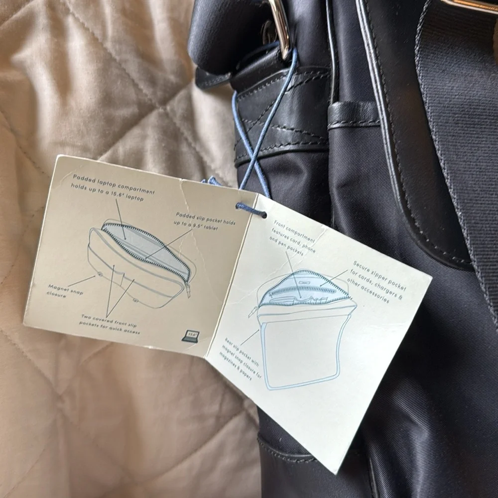 Cole Haan Black Leather Trim Messenger Bag
